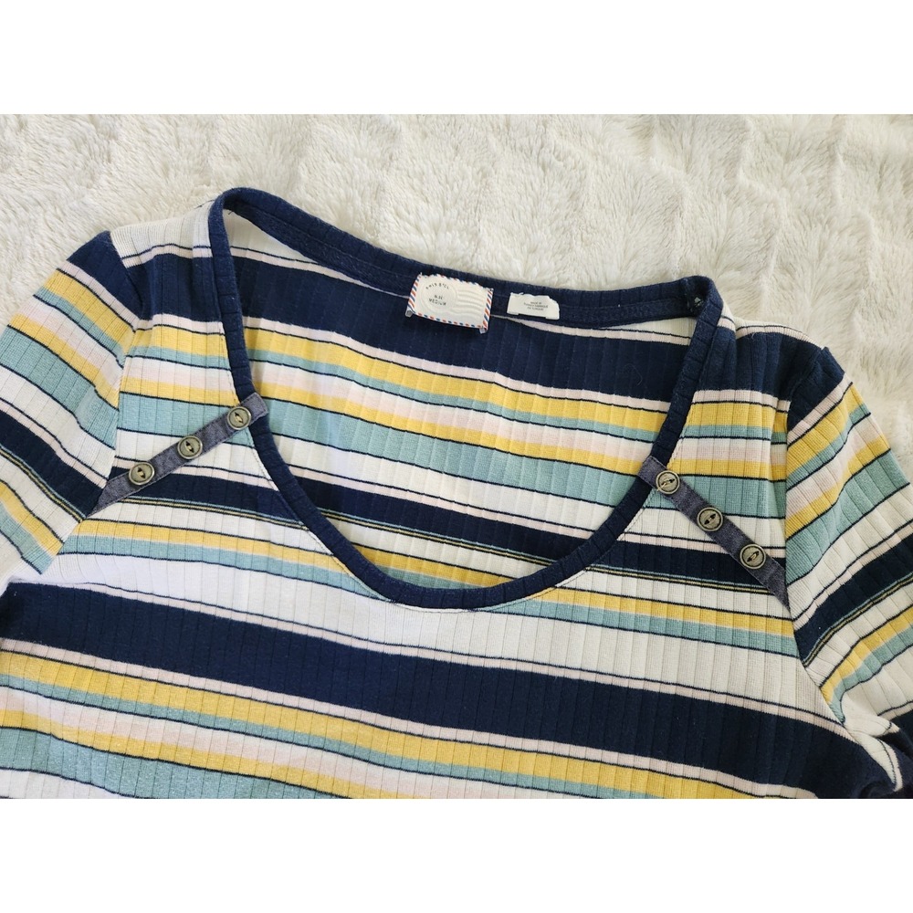 Anthropologie Postmark Joliette Ribbed Striped  Long Sleeve Top‎ Medium